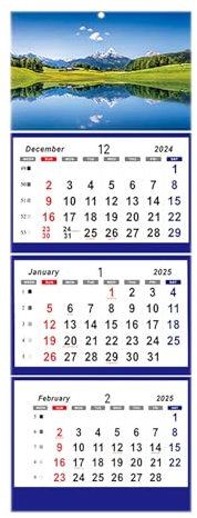 Poo4kark Kalender 2025 mit dreimonatiger Ansicht, Flacher Kalender, 3-Monats-Anzeigekalender, Monatskalender 2025, vertikal, 2024, Januar, 2026, Kalender, passend für Ihren (Blue, 33.5x23x2cm)