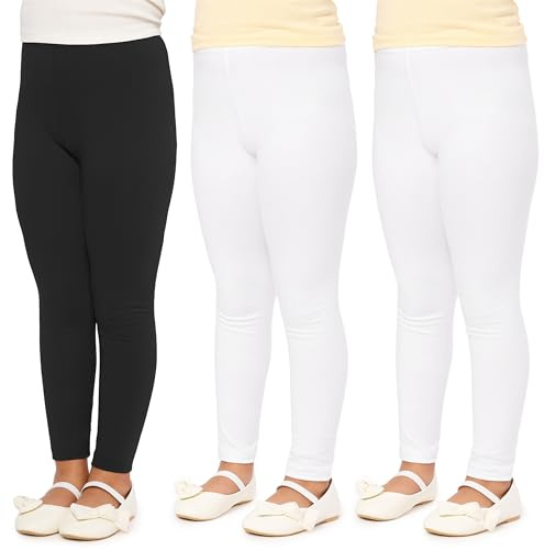 Merry Style Mädchen Lange Leggings aus Baumwolle MS10-225 (Schwarz/Weiß/Weiß, 122 cm)