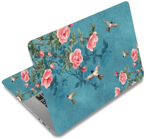 SUPERDANT Autocollant Ordinateur Portable Motif Fleurs et Oiseaux Motif Oiseaux et Branches en PVC Habillages et Autocollants pour Ordinateur Portable 12 13 13.3 14 15 15.4 15.6