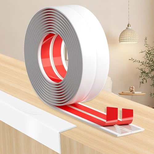 Protège-bords muraux autocollants, protège-bords pour portes intérieures, portes, fenêtres, murs, cuisine, carreaux, rouleau étanche, facilement découpable, idéal (Blanc-1, 2CM x 8M)
