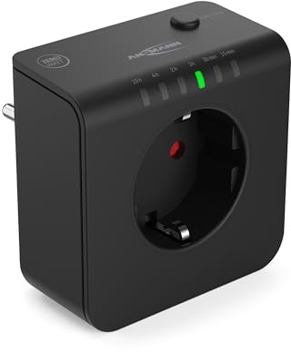 Ansmann Zeitschaltuhr - Countdown Steckdose AES1.4 Schwarz, 3680 W | Energiespar-Steckdose mit LED-Anzeige, automatische Abschaltung, 0W Standby, ideal für Weihnachtsdeko und Innenbereich