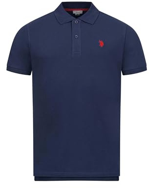 U.S. POLO ASSN. Herren Poloshirt (S-3XL) Basic Kurzarm Pique Polohemd P001 - Navy-Rot Größe S - Gr. S