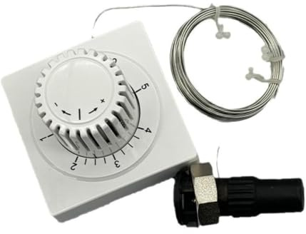 Thermostatkopf, Thermostatkopf mit Fernverstellung, Thermostat, Kompatibel mit Heizkörperventilen mit M30 x 1,5 Gewinde, Geeignet für Heizsysteme in Wohnhäusern, Weiß, 1 Stück