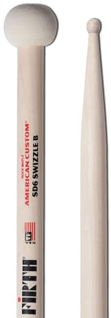 Vic Firth American Custom Series Drumsticks - SD6 Swizzle Bolero - Wood Tip and Hard Felt Ball