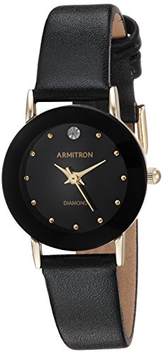 Armitron Women's 75/2447 Diamond-Accented Leather Strap Watch