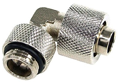 13/10mm (10x1,5mm) Anschraubtülle 90°; drehbar G1/4 - gerändelt - silber vernickelt