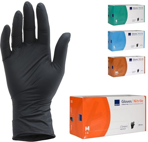 ABENA Nitril Einweghandschuhe 200 Stück Pack (Größe M) Lebensmittelecht, Reißfest, Latexfrei, Puderfrei, Hygienische Handschuhe brauchbar für Reinigungsarbeiten, Schönheitssalon & Zuhause