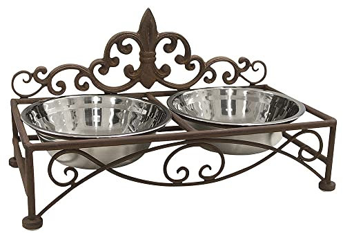 Nostalgischer Futternapf Lilie Fressnapf Doppelt Hund Katze Eisen Braun