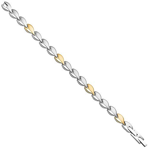 Jobo Damen Armband Edelstahl mattiert mit Gold farbener Beschichtung Bicolor 20 cm