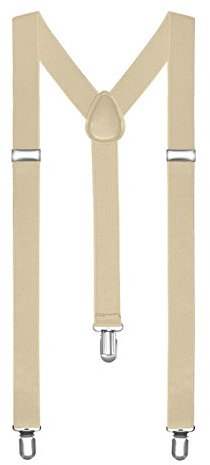 Boolavard Hosenträger Herren Damen Hosen Träger Y Form Style Clips Schmal Neon Bunt Farbig (24. Beige)