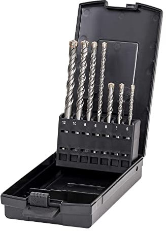 STIER Hammerbohrer Set Premium SDS-plus, 7-teilig, alle gängigen Größen, Anwendungsbereiche Beton & Mauerwerk, rechtsschneidend, 110 und 160 mm Gesamtlänge