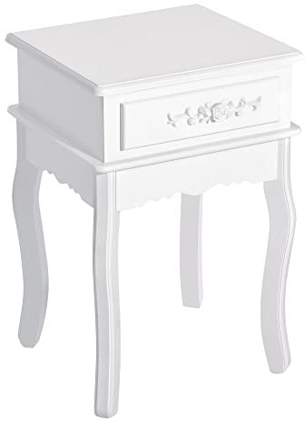 HOMCOM Comodino Moderno con Cassetto Mobiletto Multiuso in Legno Bianco, 40 x 35 x 60cm