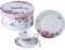 Juego de taza de té con plato y plato de postre de 19 cm, estilo vintage inglés, en porcelana, con motivos de flores, pájaros, mariposas, con caja de regalo., cerámica, Turquesa, 11x8cm