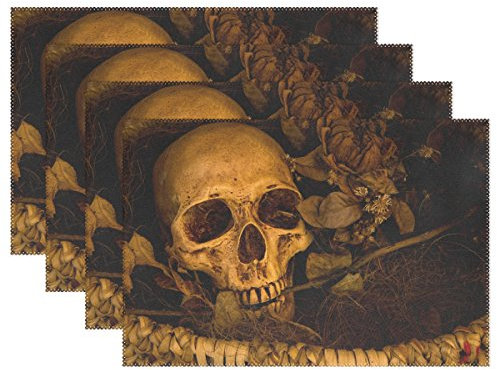 Use7 Platzdeckchen mit Totenkopf-Motiv, 30,5 x 45,7 cm, Polyester, für Küche und Esszimmer, Polyester, Multi, Package Quantity: 1