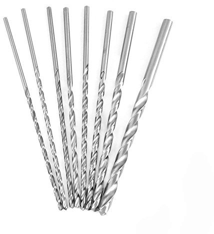 8 Unids Juego de Herramientas de Brocas Extra Largo Acero de Alta Velocidad Recto Vástago Giratorio 4-10mm Para Madera Aluminio Plásticos