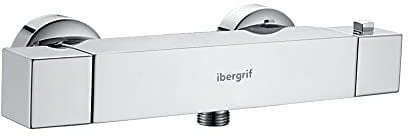 Ibergrif - Eckig Thermostat für Brausebatterie, Duscharmatur Ersatzteile, Verbrühschutz, Chrome