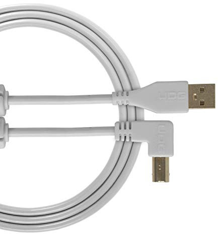UDG Kabel USB 2.0 (A-B) abgewinkelt, 2 m, Audio optimiert, Ultimate Audiokabel für DJs und Produzenten zur Maximierung ihrer Leistung