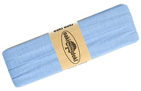 Schrägband Jersey 3m Breite 20mm Oaki Doki Tricot de Luxe Einfassband elastisch über 80 Farben, Farbe:hellblau