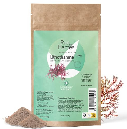 Lithothamne Poudre 500 g – Source Naturelle de Minéraux Marins, Soutient la Minéralisation Osseuse, l’Équilibre Acido-Basique & le Confort Digestif | Conditionnée en France, RUE DES PLANTES