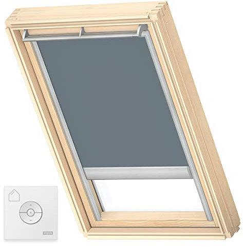 VELUX Original Solar-Verdunkelungsrollo für SK06, Blaugrau, mit Grauer Führungsschiene