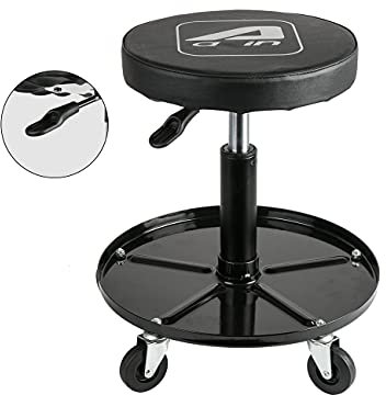 Aain LT2A Rollhocker für Mechaniker, robust, verstellbar, mit Rollen und Werkzeugablage, Schwarz