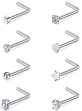 Incaton L Nasenpiercing 20 Gauge Piercing Nase 8stk Nasenstecker Nasenring Chirurgenstahl Nostril Piercing Schmuck Set