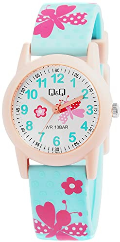 Q&Q Kinder-Uhr Silikon Armband Dornschließe Lernuhr Analog Quarz VR99J015Y