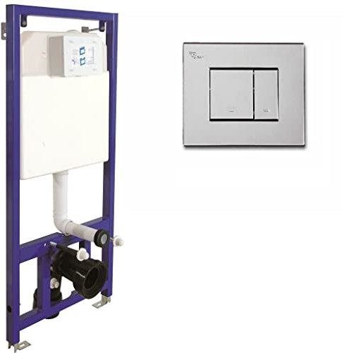 Elemento de pared para inodoro, cisterna empotrada, cisternas ecológicas, elemento de montaje + placa de pulsador (placa de empuje 6)