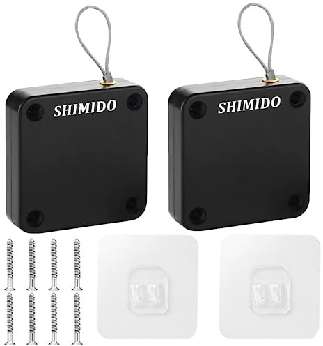SHIMIDO Chiudiporta automatico senza punzonatura, 1000 g, chiudiporta con schermo scorrevole, con coulisse in acciaio, per bagno, camera da letto, studio, ecc. (confezione da 2 nero)