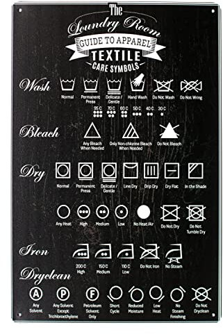 The Laundry Room Guide to Apparel Care Symbols Vintage Blechschild Home Wandschild Dekor
