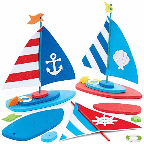 Baker Ross FC797 Segelboot Moosgummi Bastelset - 3er Pack, Schaumstoff Dekoration für Kinder zum Basteln