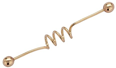 NKlaus Industrial Piercing Spiral 333 Gelb Gold 8 Karat 34x4mm Barbell Ohrpiercing 8298
