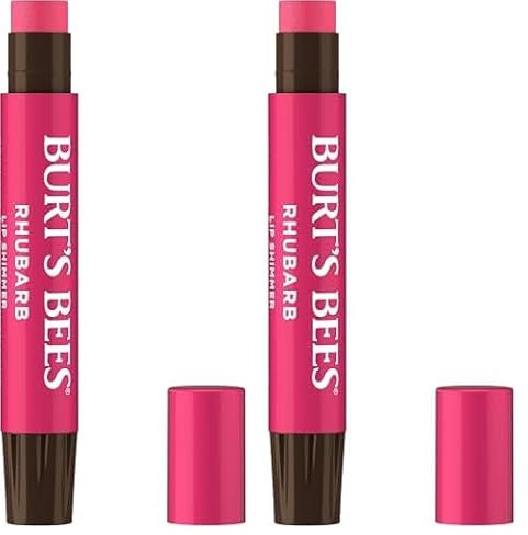 Burt's Bees Lip Shimmer for Women, Rhubarb, 0.09 Ounce (Packung mit 2)