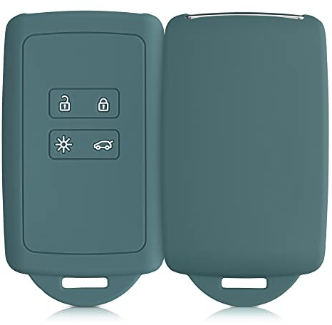 kwmobile Accessoire clé de Voiture Compatible avec Renault Smart Key 4-Bouton (Keyless Go Uniquement) - Coque en Silicone Souple avec Embout Porte-Clé - Arctic Night