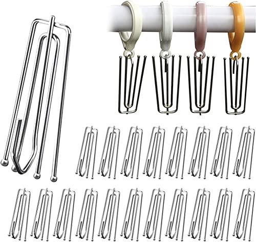 Ganchos Profesionales para Cortinas - 60 Unidades en Acero Inoxidable 304 | Soporte Cuádruple Antideslizante | Universal para Puertas y Baños