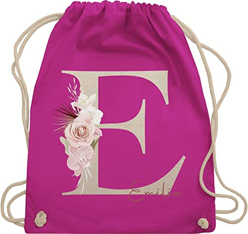 Turnbeutel Rucksack - Anfangsbuchstabe Name I Initialen personalisiert - Unisize - Fuchsia - jga taschen schulkind beutel buchstaben e stoffbeutel sporttasche mädchen turnsack kindergarten