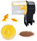 Podazz Automatischer Fischfutterspender 100/210 ml, Fischfutterspender Aquarium Tank Auto Timer mit Zwei Futterboxen für Urlaub, Urlaub, Wochenende (Gelb)