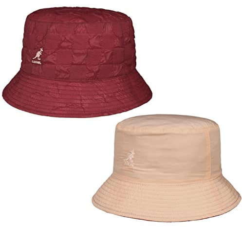 Kangol Pucker Check Bucket Wendehut Fischerhut Stoffhut Anglerhut (XL (60-61 cm) - rot)