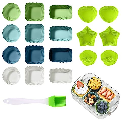 TAFACE 18 Silikon-Kuchenformen, 1 Pinsel, Wiederverwendbare Silikon-Cupcake-Boxen, Silikon-Muffin-Box, zum Herstellen von Kuchen, Muffins (6 Formen)