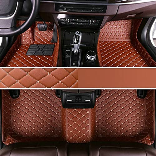 Personalisierung Anpassen Autofussmatten - 3D Luxus PU-Leder Auto Fussmatten Massanfertigung, Nach Maß Fußmatten Kompatibel mit 99% AutoMarke Modell (Hellbraun)