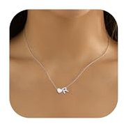 LOLIAS Herz Buchstaben Halskette Damen Namenskette Edelstahl Silber Namen Kette Mit Kleinem Herz Buchstaben Anhänger Personalisierte Initial Kette Für Damen Mädchen Beste Freundin Geschenk schmuck