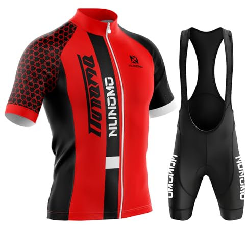 Radtrikot Set für Herren, atmungsaktives MTB Radtrikot Trägerhose Kits Herren mit 9D Gel Sitzpolster Schnelltrocknend, Atmungsaktiv Elastische Kurzarm (Type-1,XL)