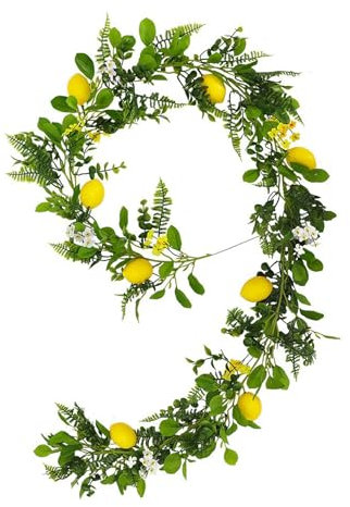 Ghirlanda di Limoni Artificiali, Ghirlande di Frutta Finte con Fiori di Limone e Foglie Verdi Ghirlande di Vite di Frutta Finta Primavera Estate per Decorazioni per la Tavola della Festa(77 pollici)