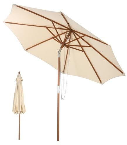 RELAX4LIFE Sonnenschirm Balkon, Sonnenschirm Ø 270 cm, Balkonschirm mit Knickfunktion, Marktschirm Neigbar, Gartenschirm Terrassenschirm Wasserabweisend, Höhe 248 cm, Beige