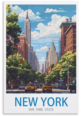 HXHNFERR Affiches murales vintage sur toile de l'État de New York New York (40 x 60 cm) - Impressions d'art et peintures pour décoration de chambre à coucher