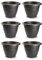 Tradineur - Pack de 6 Macetas Redonda Terracota - Fabricado en Plástico - Macetero Apto para Exterior e Interior del hogar - Ø 60 cm - Color Antracita