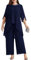 Hanna Nikole Hosenanzug GroßE GrößEn Damen Abendanzug Chiffon Elegant Zweiteiler Festliches Outfit Hochzeitsgast Festmode Cocktail Abendmode Pailletten Tops Und Hoch Taillierter Party Outfit