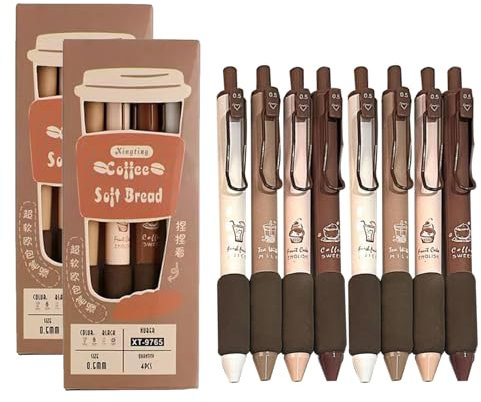 Biglumin Kugelschreiber – 8 Stück Kugelschreiber, 0.5 mm Einziehbare Kugelschreiber, kawaii Stifte, Gelstifte Schwammgriff, Kugelschreiber für Büro, Schulbedarf, gelstifte. (Schwarz)