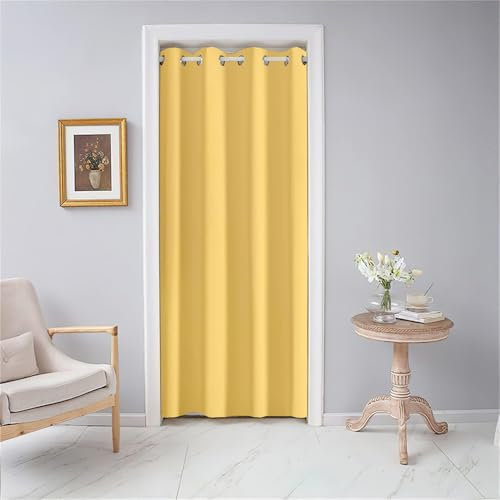 Odot Rideau simple occultant à isolation thermique - Rideau de séparation moderne pour placard, fenêtre, chambre à coucher - Couleur unie - 1 panneau (119 x 200 cm, jaune)
