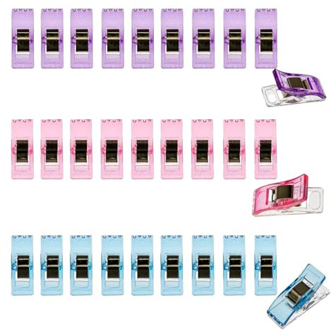 Lxtness Lot de 30 pinces Pièces Pince à Coudre, 2.7 * 1.1CM,Clips Couture en Plastique, Couture Accessoires Mercerie, et Bien d'autres utilisations (bleu rose violet)